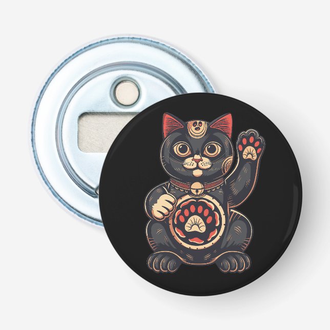Söt Maneki Neko-kattutskrift japansk Flasköppnare (Framsidan)