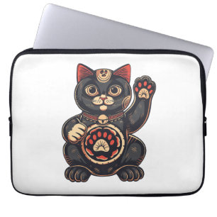 Söt Maneki Neko-kattutskrift japansk Laptop Fodral