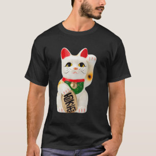Söt Maneki Neko Kinesisk Lucky Cat Japansk Figurin T Shirt