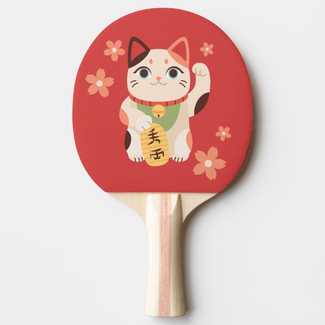 Söt Maneki Neko Lucky Cat Pingisracket (Framsidan)