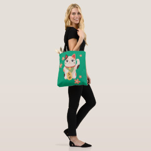 Söt Maneki Neko Lucky Cat Tygkasse