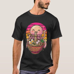 Söt manet äter ramen nudlar Japansk Retro T Shirt