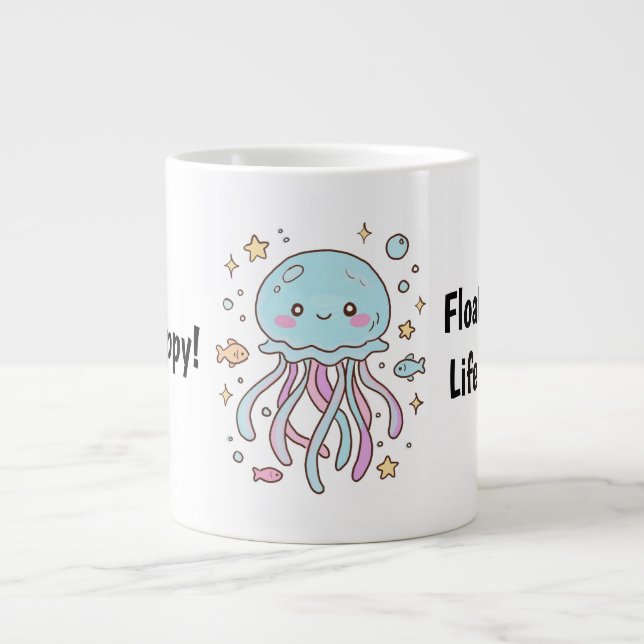 Söt manetmugg – Flyta genom livet med glädje Jumbo Mugg (Framsidan)