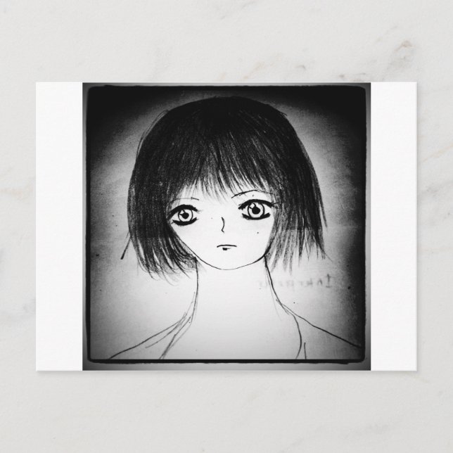 söt-manga-animerad flicka vykort (Framsida)