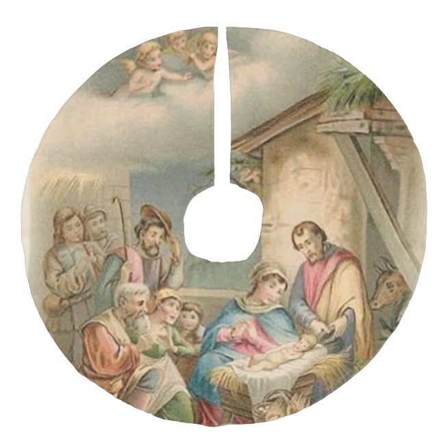 "Söt Manger Scene" Julgransmatta Fusklinne (Framsidan)