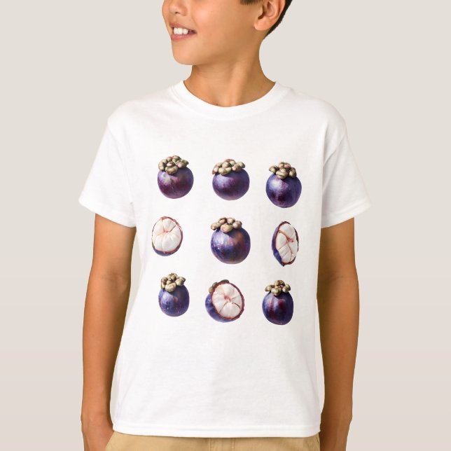 Söt Mangostan Tropisk Frukt T Shirt (Framsida)