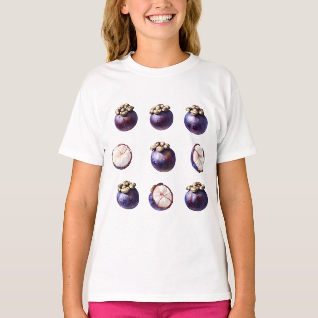 Söt Mangostan Tropisk Frukt T Shirt (Framsida)