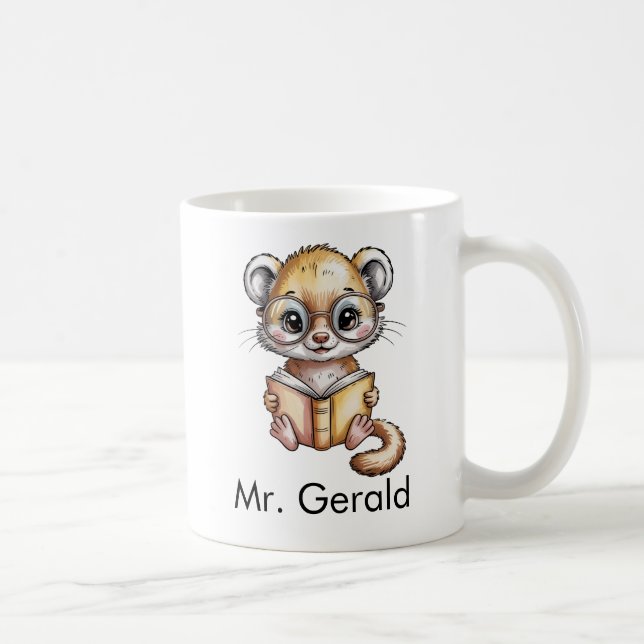Söt Mangust som Läser en Bok Anpassad Kaffemugg (Höger)