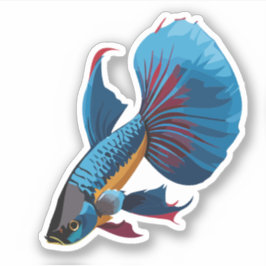 Söt manlig beta fisk seriefigur klistermärken