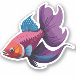 Söt manlig beta fisk seriefigur klistermärken