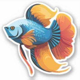 Söt manlig beta fisk seriefigur klistermärken