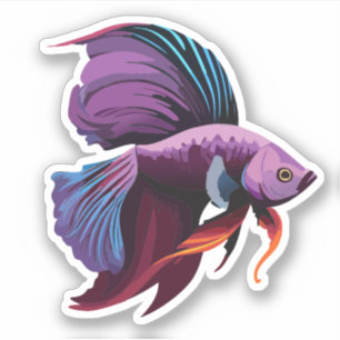 Söt manlig beta fisk seriefigur klistermärken