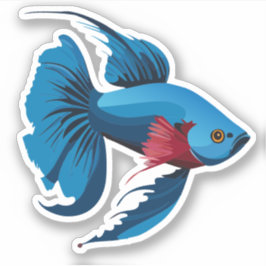 Söt manlig beta fisk seriefigur klistermärken