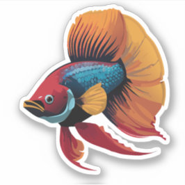 Söt manlig beta fisk seriefigur klistermärken