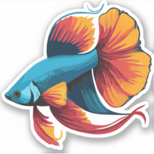 Söt manlig beta fisk seriefigur klistermärken