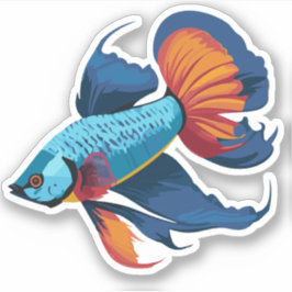 Söt manlig beta fisk seriefigur klistermärken
