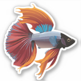 Söt manlig beta fisk seriefigur klistermärken