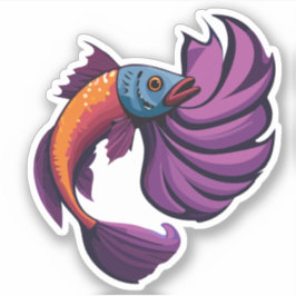 Söt manlig beta fisk seriefigur klistermärken