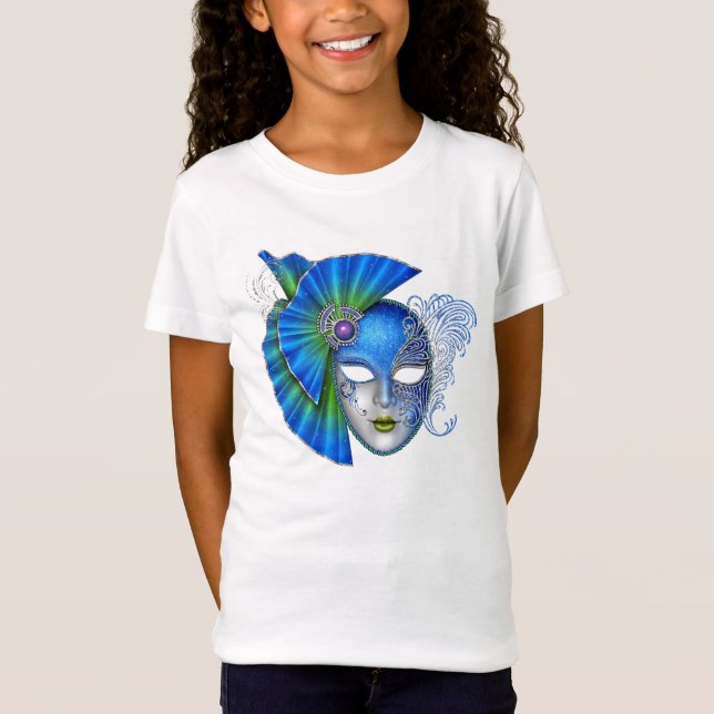 Söt Mardi Gras Mask T Shirt (Framsida)