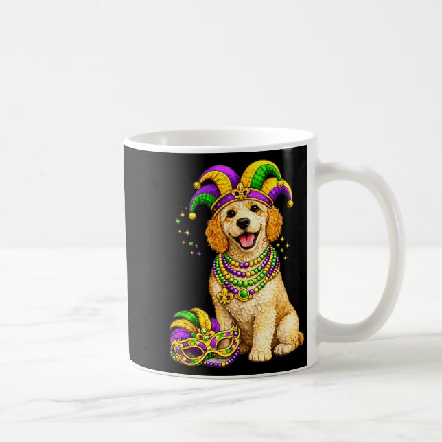 Söt Mardi Gras-tematisk Labradoodle-hund  Kaffemugg (Höger)
