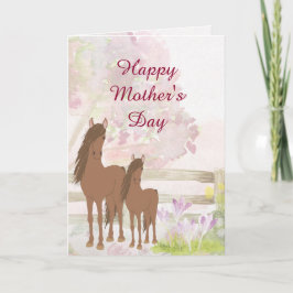 Söt Mare, Foal and Flowers Horse Mors dag Kort