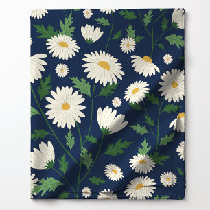 Söt marinblå och vit blommande tusensköna tyg