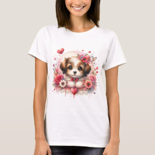 Söt marionett med Blommigt Hearts T Shirt