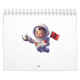 Söt marockansk astronaut Kawaii 3D-dekal Kalender