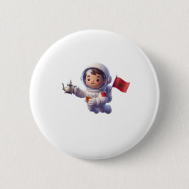 Söt marockansk astronaut Kawaii 3D-dekal Knapp