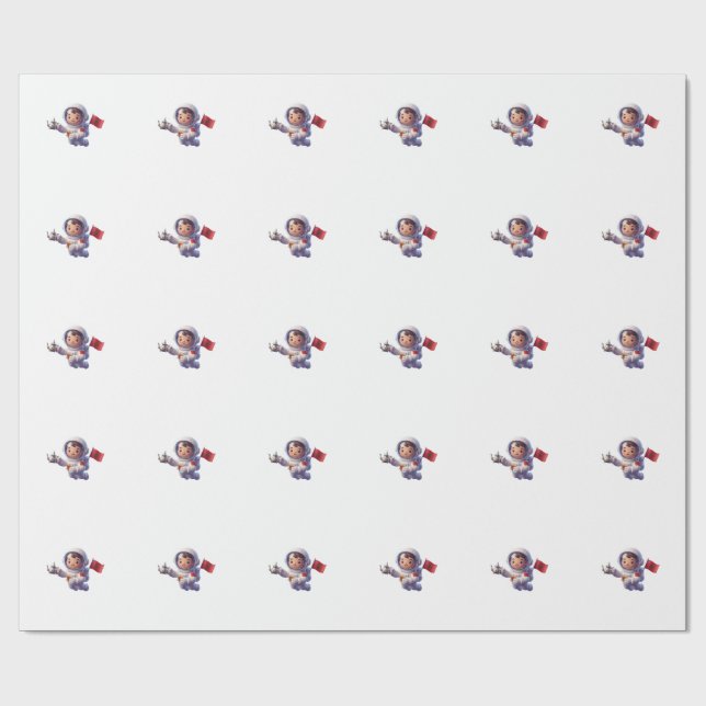 Söt marockansk astronaut Kawaii 3D-dekal Presentpapper (Platt)