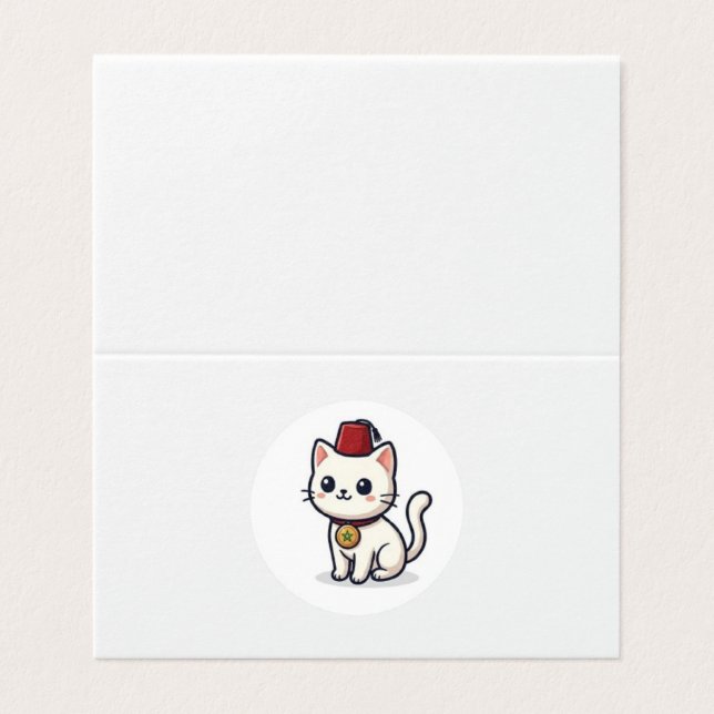 Söt marockansk Kawaii-katt med Fez-dekal Kort (Utsida ovikt)