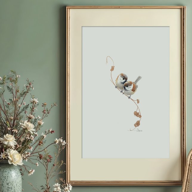 Söt Marsh Titouse Pair Watercolor Art Poster (Skapare uppladdad)