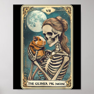 Söt marsvin skelett mamma tarotkort ägare husdjurC Poster