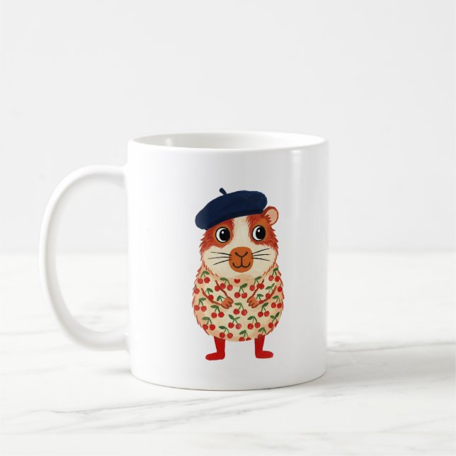 Söt marsvinmugg med berettdesign kaffemugg (Vänster)