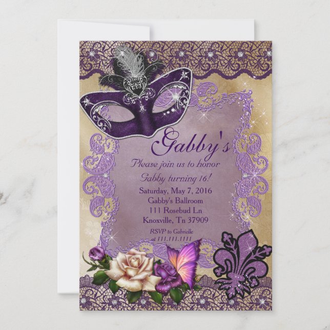 Söt maskerad 16 inbjudningar (Framsida)