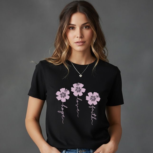 Söt maskros/lavendelblomma svart t-shirt  (Skapare uppladdad)
