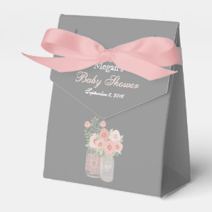 Söt Mason Burk Rosa Grått Baby Shower-förmånslåda Presentaskar