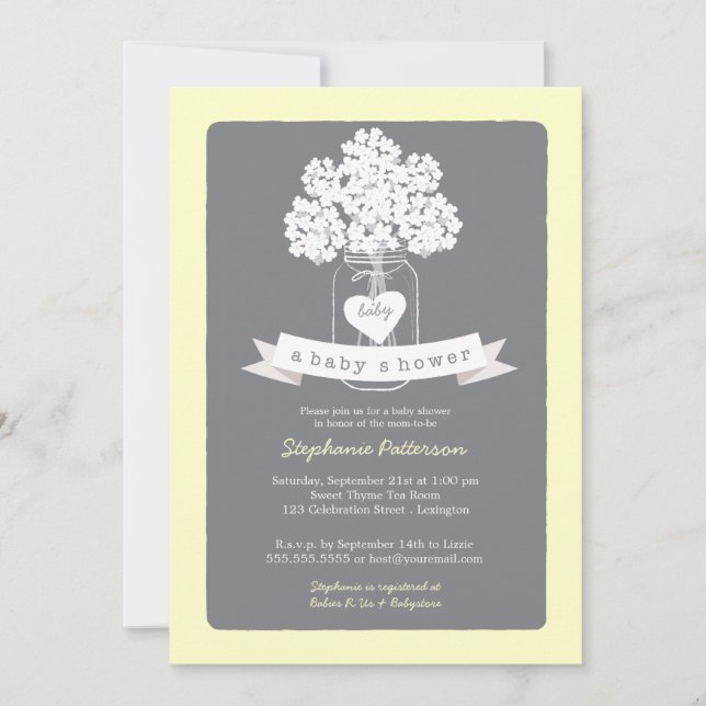 Söt Mason-Neutralt--barnskussinbjudan från Burk Inbjudningar (Framsida)