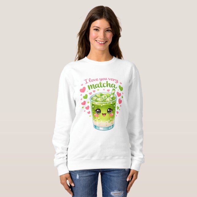 Söt Matcha Älskare Mysig Tröja (Hel framsida)
