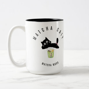 Söt Matcha Katt- Svart Katt Tvåtons Mugg   Kawaii 