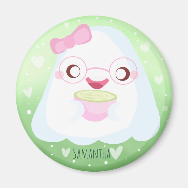 Söt Matcha Latte Spöke Magnet (Framsidan)