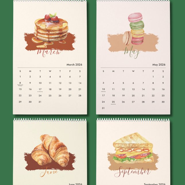 Söt matkonst väggkalender för köksdekor kalender (Skapare uppladdad)