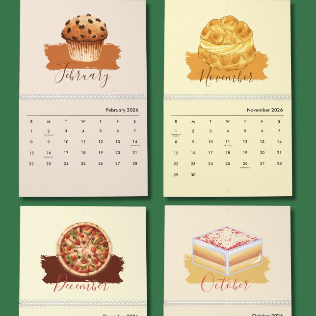 Söt matkonst väggkalender för köksdekor kalender (Skapare uppladdad)