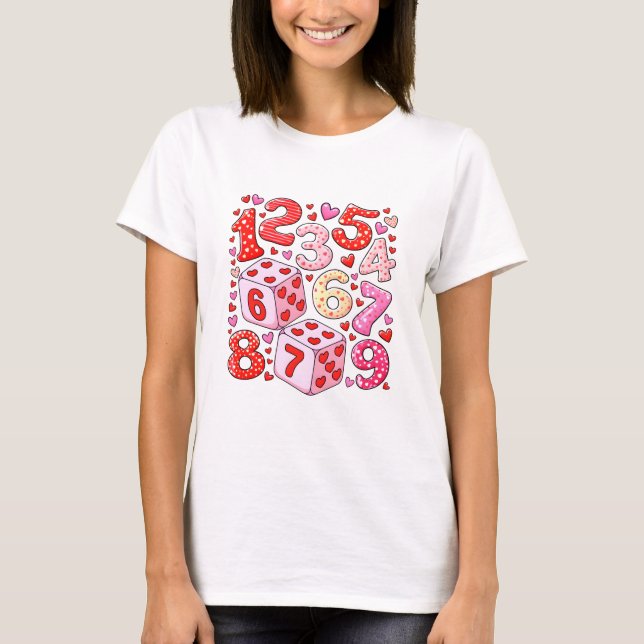 Söt matte siffror hjärtmönster T-shirt barn UK!! (Framsida)