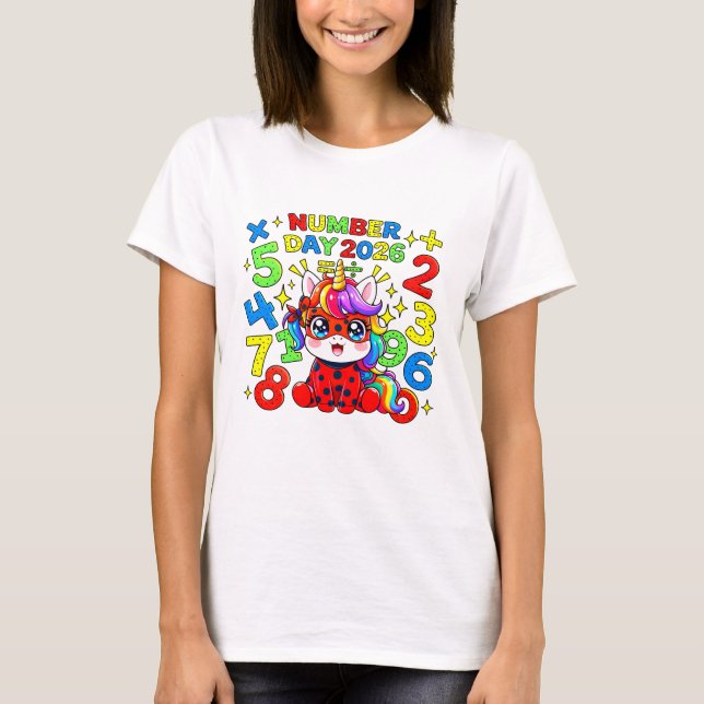 Söt matte siffror nyckelpiga nummer dag T-shirt UK (Framsida)