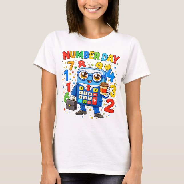 Söt matte siffror robot nummer dag T-shirt KidsUK (Framsida)