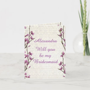 Söt Mauve blommar, blir du min brud Inbjudan