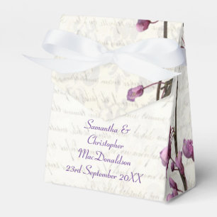 Söt Mauve blommigt blommar vit bröllop Presentaskar