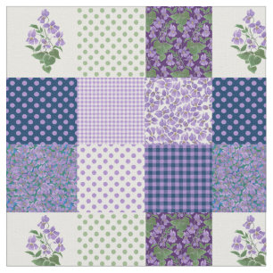 Söt Mauve Faux Patchwork Sweet Violets Fabric Tyg