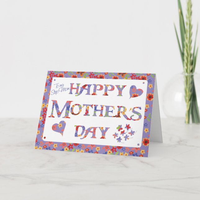 Söt Mauve Granny Print for Stepmamma Mors dag Kort (Framsida)